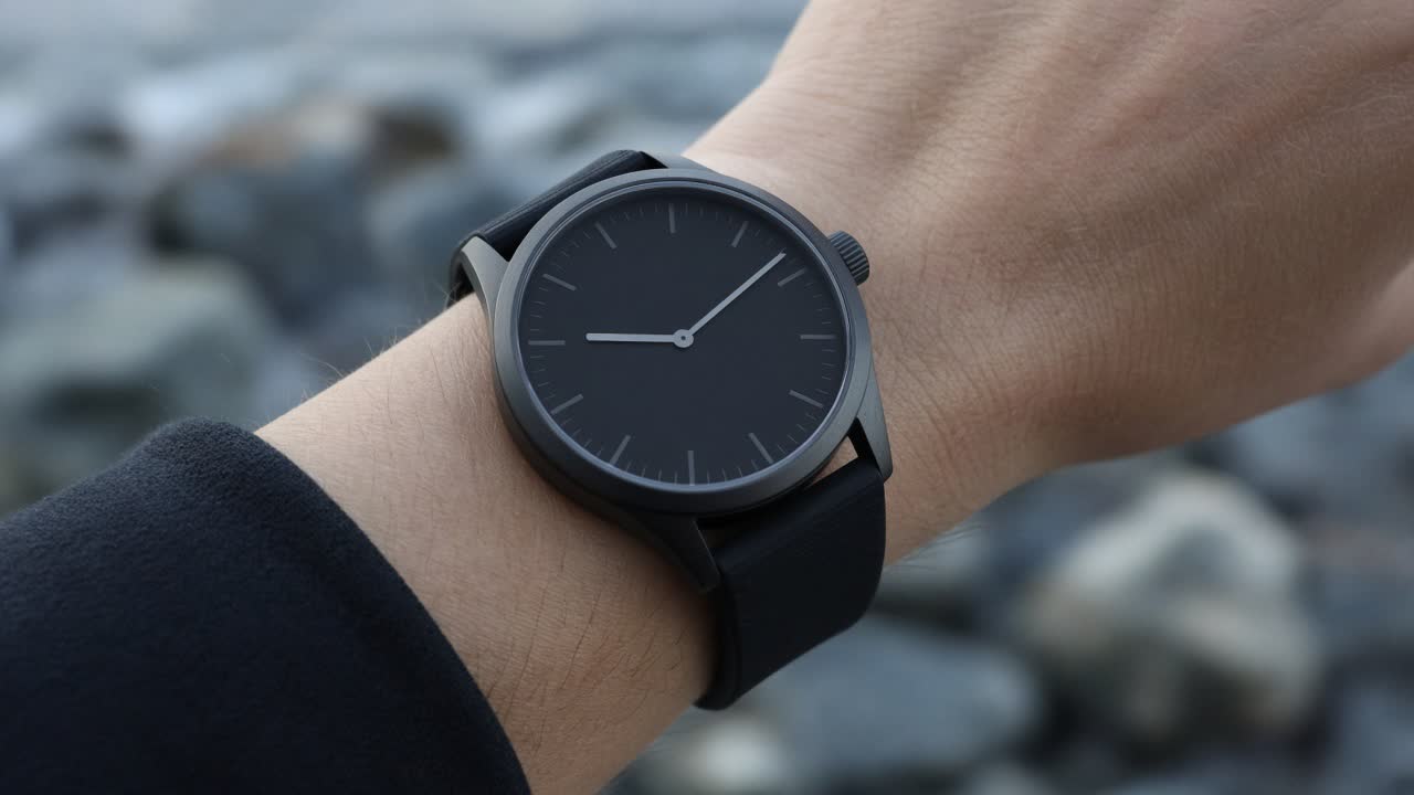A round sports watch on a wrist, screen on, showing the time and a heart rate of 72